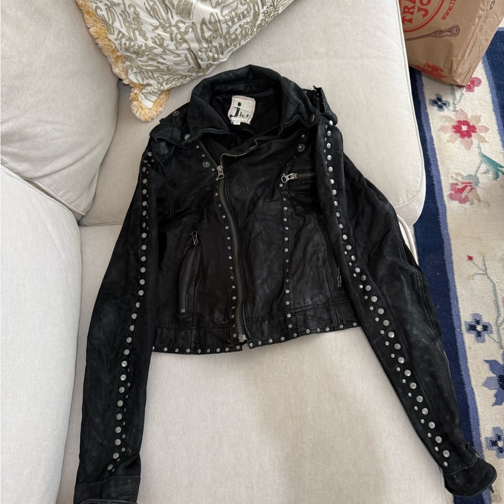 Women's Black Studded Leather Jacket